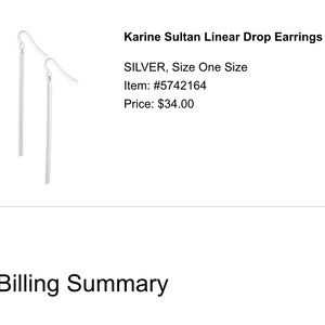 karine sultan linear drop earring silver